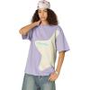 imageAelfric Eden Womens Vintage Color Blocking Tee Oversized Streerwear Star Graphic T Shirt Short Sleeve Summer TopsPurple