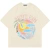 imageAelfric Eden Grahpic Tees Unisex Graffiti Sunset Print Tshirts Casual Summer Short Sleeve Shirt Cotton Cute TopApricot