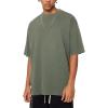 imageAelfric Eden Mens Oversized T Shirt Vintage Acid Wash Short Sleeve Crewneck Shirts Cotton Solid Summer Basic Tee StreetwearGray Green