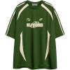 imageAelfric Eden Oversized T Shirt Men 90s Shirt Unisex Streetwear Contrast Color Graphic Tees Casual Vintage Summer TopsMedium Green