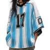 imageAelfric Eden Oversized T Shirts Number Stripe Graphic Unisex Knit Tee Color Blocking Y2k Football Jersey 2025 Trend TopsBlue