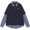imageAelfric Eden Shirts Double Layer Polo Long Sleeve Tee Oversized Casual Y2k TopsBlue