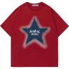 imageAelfric Eden Star T Shirts Oversized Graphic Tees Denim Patchwork Short Sleeve Crewneck Shirts Y2K Vintage Unisex StreetwearRed