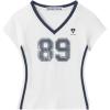 imageAelfric Eden Womens Number Print Cropped VNeck Tee Streetwear Casual T Shirts Short Sleeve Summer TopsWhite