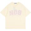 imageAelfric Eden Womens Oversized Graphic Tees Y2k Flower Embroidery Number Print TShirts Crewceck Summer TopsApricot