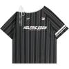 imageAelfric Eden Womens Stripe OffTheShoulder Tee Oversized Y2k Streetwear Trendy TopsBlack