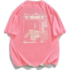 imageAelfric Eden Mens 90s Vintage Oversized Shirts Unisex Harajuku T Shirt Print Graphic Tees Casual Summer Streetwear TopPink
