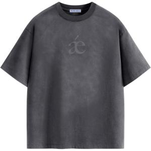 imageAelfric Eden Mens Acid Wash T Shirts Oversized Heavyweight Cotton Vintage Tees Streetwear Casual Short Sleeve TopsDark Grey