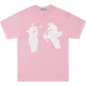 imageAelfric Eden Mens Graphic Tees Cupids Love Arrow Oversized Tshirt Print Unisex Tee Y2K Causal Streetwear TopsPink