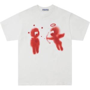 imageAelfric Eden Mens Graphic Tees Cupids Love Arrow Oversized Tshirt Print Unisex Tee Y2K Causal Streetwear TopsWhite