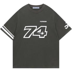 imageAelfric Eden Mens Oversized T Shirt Y2k Baggy Number Shirts Graphic Tees Cotton Crewneck Short Sleeve StreetwearGrey