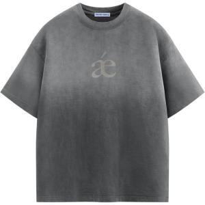 imageAelfric Eden Mens Oversized TShirts Heavyweight Cotton Gradient Wash Tshirt Loose Fit Short Sleeve Vintage TeesDark Grey