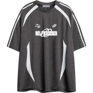 imageAelfric Eden Oversized T Shirt Men 90s Shirt Unisex Streetwear Contrast Color Graphic Tees Casual Vintage Summer TopsDarkgrey