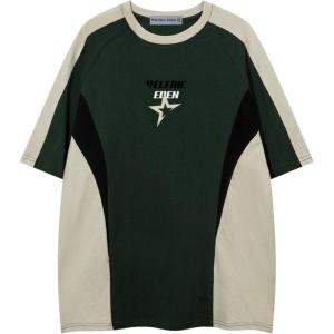 imageAelfric Eden T Shirt Color Blocking Star Tee Graphic Short Sleeve Tees Streetwear Casual Y2k TopsGreen