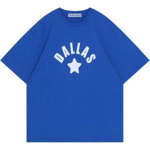 imageAelfric Eden Womens Oversized T Shirts Star Graphic Letter Tee Loose Fit Short Sleeve Tops Summer Vintage Y2K StreetwearDeep Blue