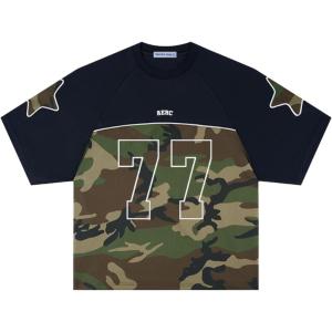imageAelfric Eden Jersey Shirts for Women Oversized 77 Camouflage Football Number Graphic Tees Y2k Streetwear T Shirt TopsBlack