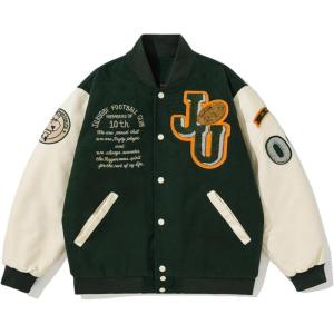 imageAelfric Eden Vintage Patchwork Varsity Jacket Oversized Streetwear Letter Graphic Jacket Unisex Embroidery Casual CoatsAa8green