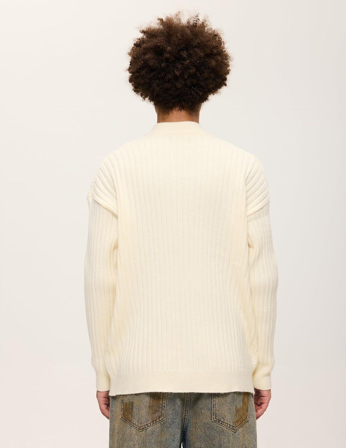 imageAelfric Eden Cable Knit Sweater Men Oversized Rory Gilmore Crewneck Knitted Sweater Pullover 2024 Vintage Fall Sweaters TopsB7white Cream