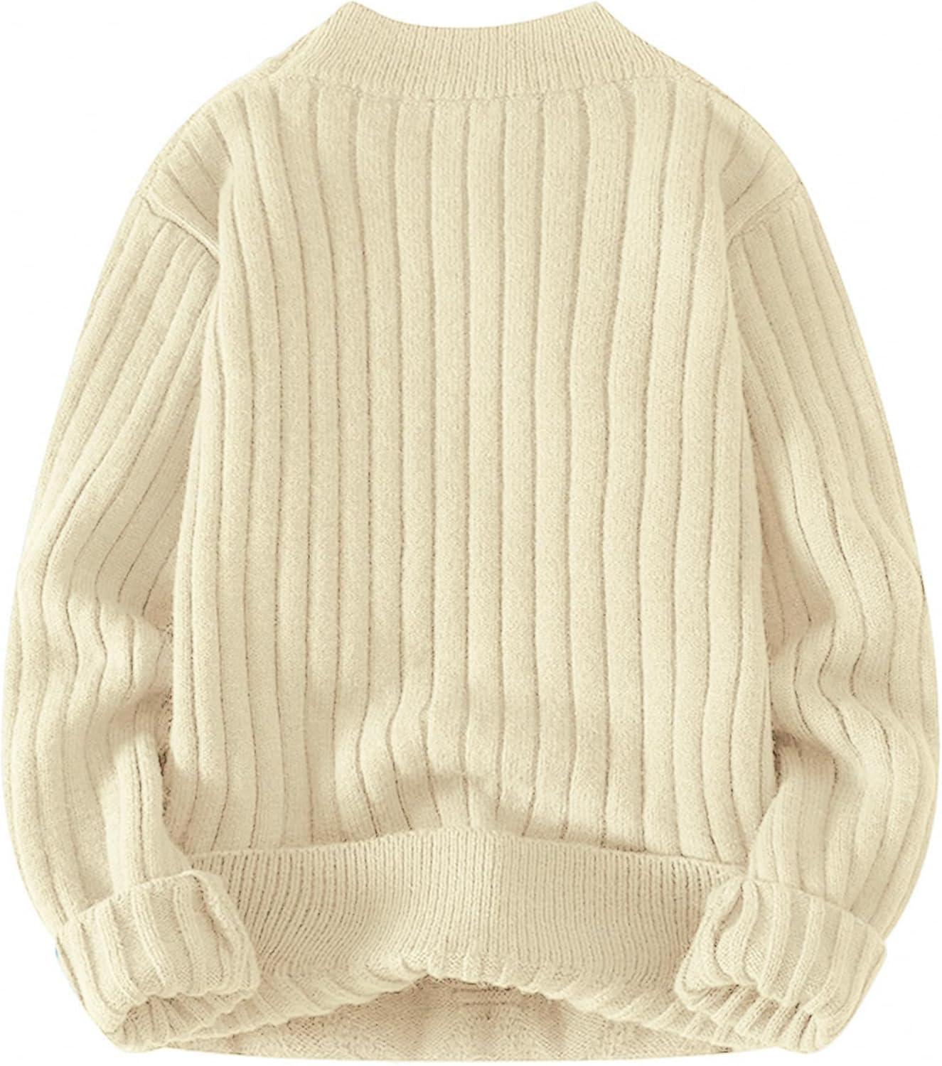 imageAelfric Eden Cable Knit Sweater Men Oversized Rory Gilmore Crewneck Knitted Sweater Pullover 2024 Vintage Fall Sweaters TopsB7white Cream