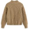 imageAelfric Eden Womens Oversized Cable Knit Chunky Sweater Mock Neck Long Sleeve Heart Knit Pullover Sweater 2025 Fall OutfitKhaki