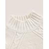 imageAelfric Eden Womens Oversized Cable Knit Chunky Sweater Mock Neck Long Sleeve Heart Knit Pullover Sweater 2025 Fall OutfitWhite