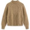 imageAelfric Eden Womens Oversized Cable Knit Chunky Sweater Mock Neck Long Sleeve Heart Knit Pullover Sweater 2025 Fall OutfitKhaki