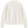 imageAelfric Eden Womens Oversized Cable Knit Chunky Sweater Mock Neck Long Sleeve Heart Knit Pullover Sweater 2025 Fall OutfitWhite