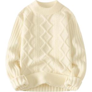 imageAelfric Eden Cable Knit Sweater Men Oversized Rory Gilmore Crewneck Knitted Sweater Pullover 2024 Vintage Fall Sweaters TopsB7white Cream