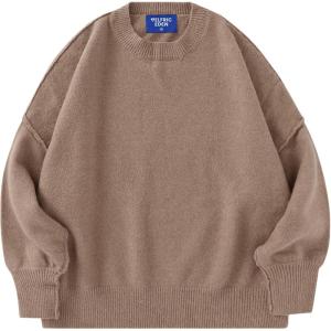imageAelfric Eden Womens Sweaters Oversized Crewneck Fall Sweater Casual Batwing Ribbed Knit Side Slit Pullover TopsLight Coffee
