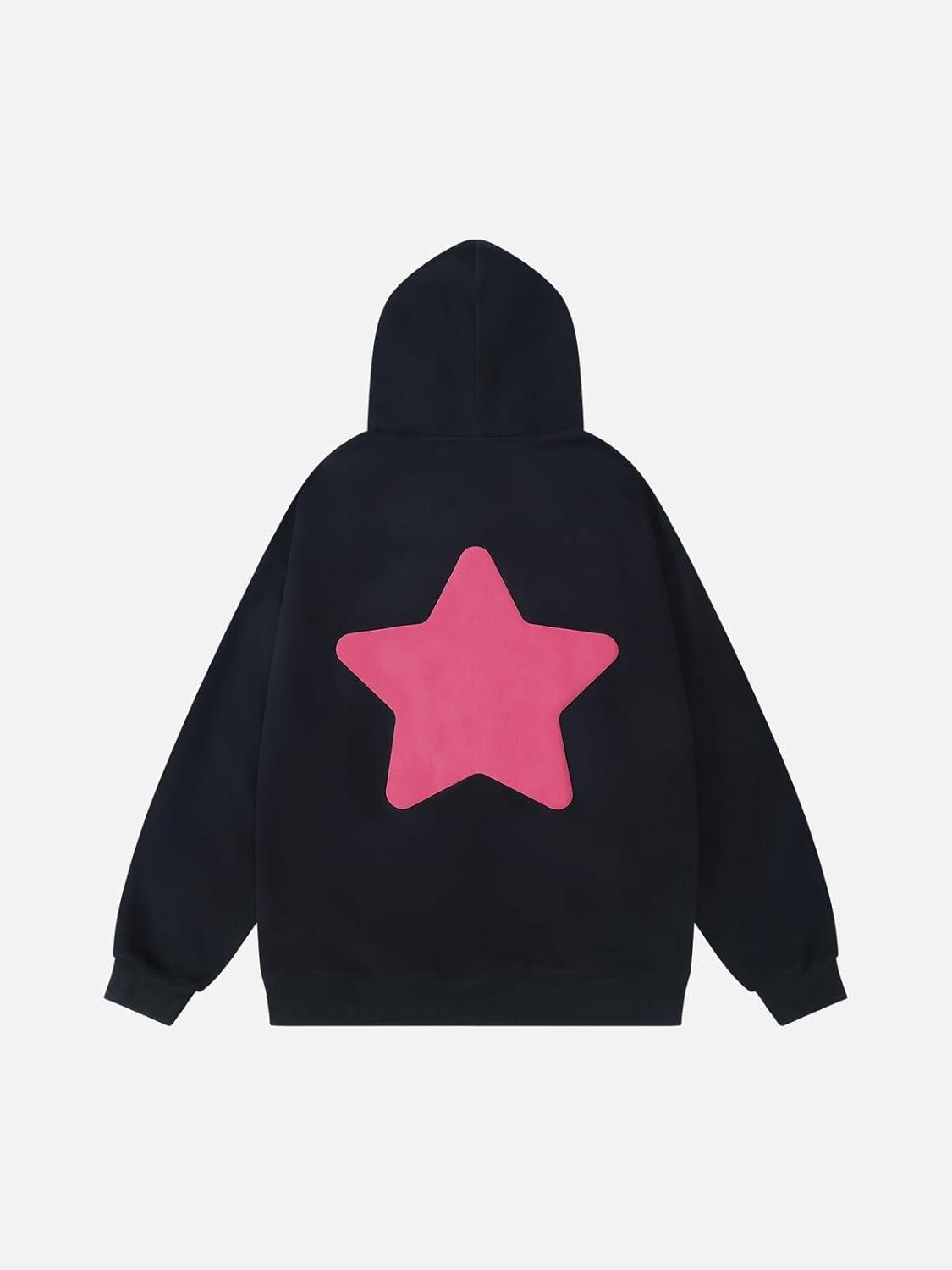 imageAelfric Eden Womens Oversized Hoodies Star Graphic Print Hooded Sweatshirts Long Sleeve Y2k Streetwear Fall Outfits 2025Black
