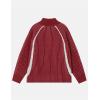 imageAelfric Eden Vintage Striped Quarter Zip Sweaters Knit Long Sleeve Drop Shoulder Pullover Sweater Y2K Fall OutfitsRed