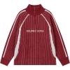 imageAelfric Eden Vintage Striped Quarter Zip Sweaters Knit Long Sleeve Drop Shoulder Pullover Sweater Y2K Fall OutfitsRed