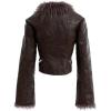 imageAelfric Eden Womens Leather Jacket Zipper Fashion Vintage Furry Paneled Faux Leather CoatCoffee