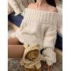 imageAelfric Eden Womens OffShoulder Oversized Sweater Soft Knit Pullover for Trendy Fall ampamp Winter OutfitsApricot