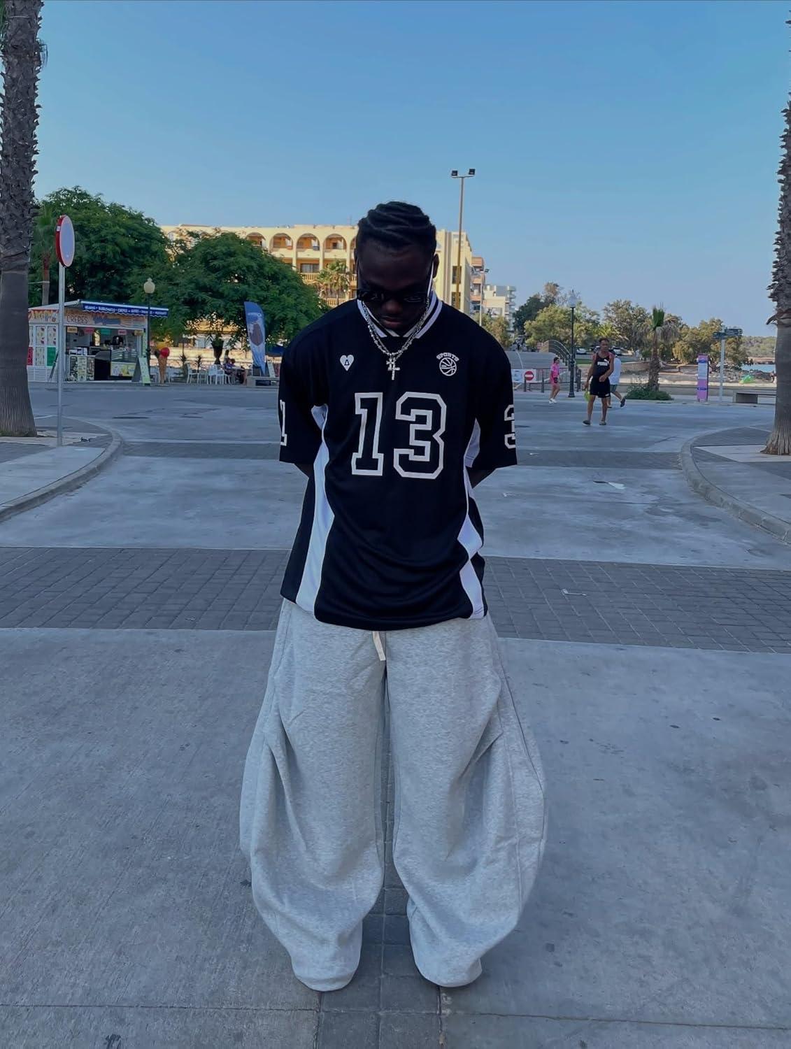 image:imageAelfric Eden Jersey Shirts Color Blocking VNeck Tee Oversized Vintage T Shirt Short Sleeve Casual Summer TopsBlack
