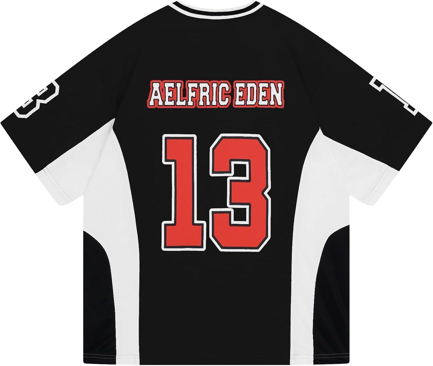 image:imageAelfric Eden Jersey Shirts Color Blocking VNeck Tee Oversized Vintage T Shirt Short Sleeve Casual Summer TopsBlack