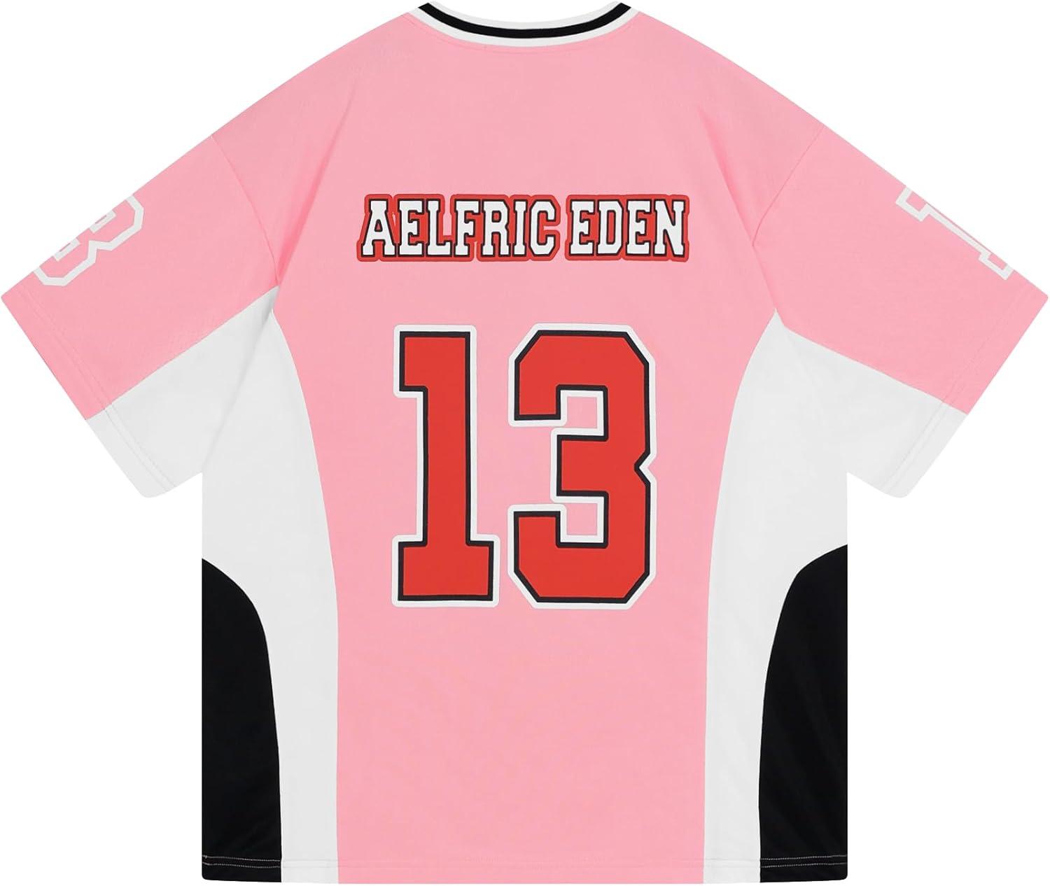 image:imageAelfric Eden Jersey Shirts Color Blocking VNeck Tee Oversized Vintage T Shirt Short Sleeve Casual Summer TopsPink