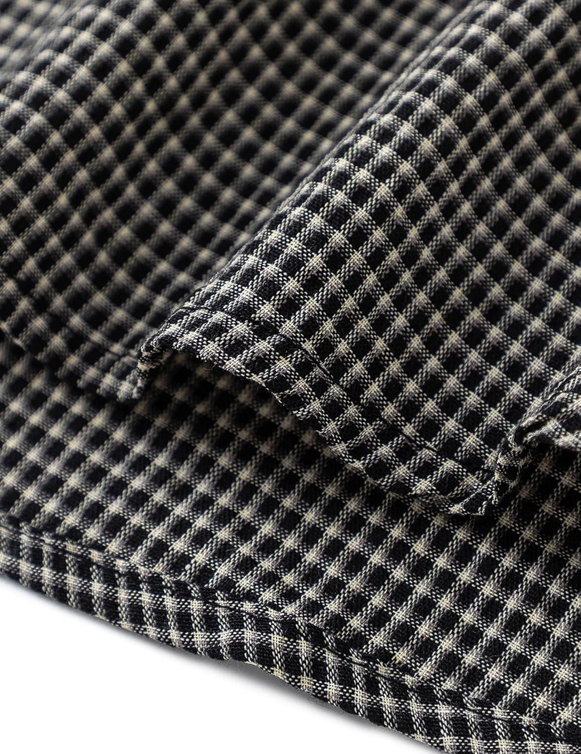 image:imageAelfric Eden Mens Button Down Plaid Shirts Short Sleeve Oversized Polo Tee Vintage T ShirtsBlack