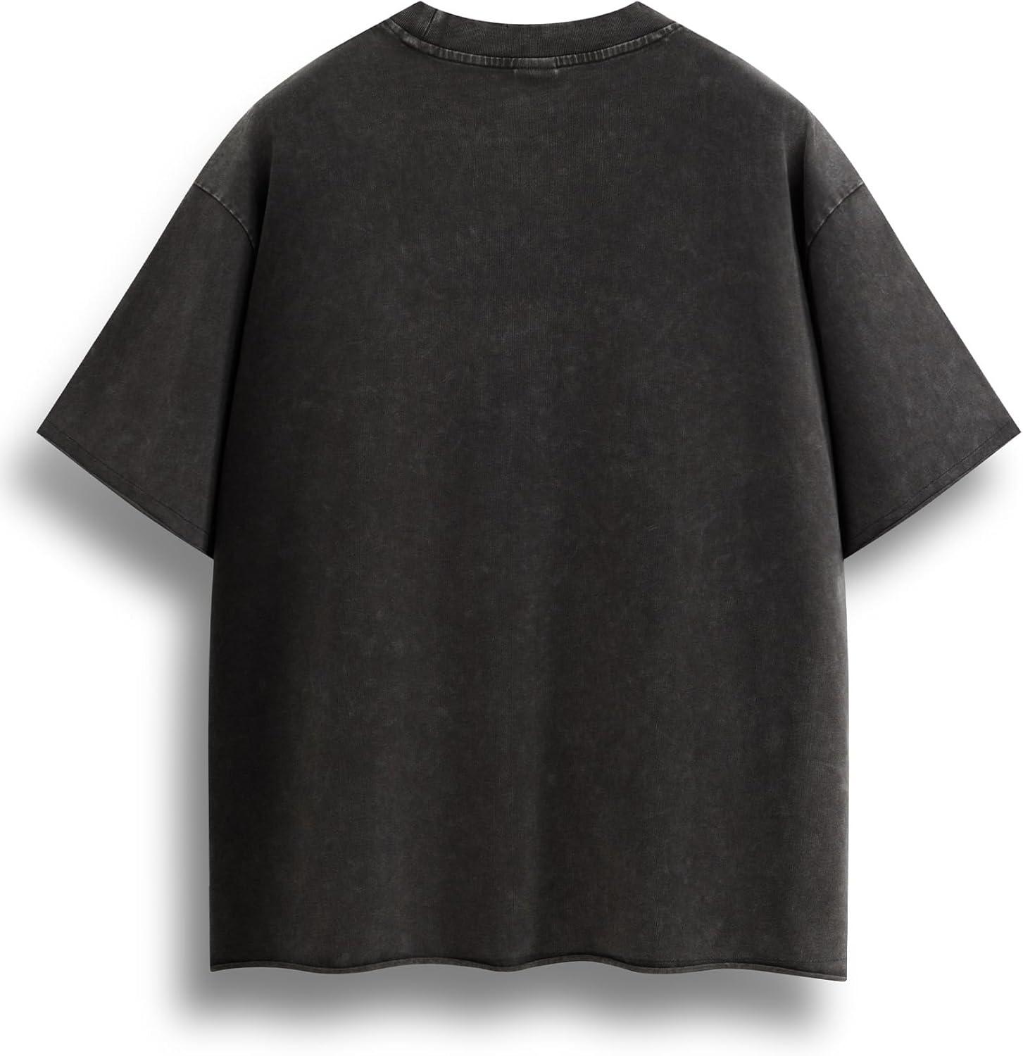 image:imageAelfric Eden Mens Oversized T Shirt Heavyweight Cotton Shirts Washed Vintage Tees Short Sleeve TopsBlack