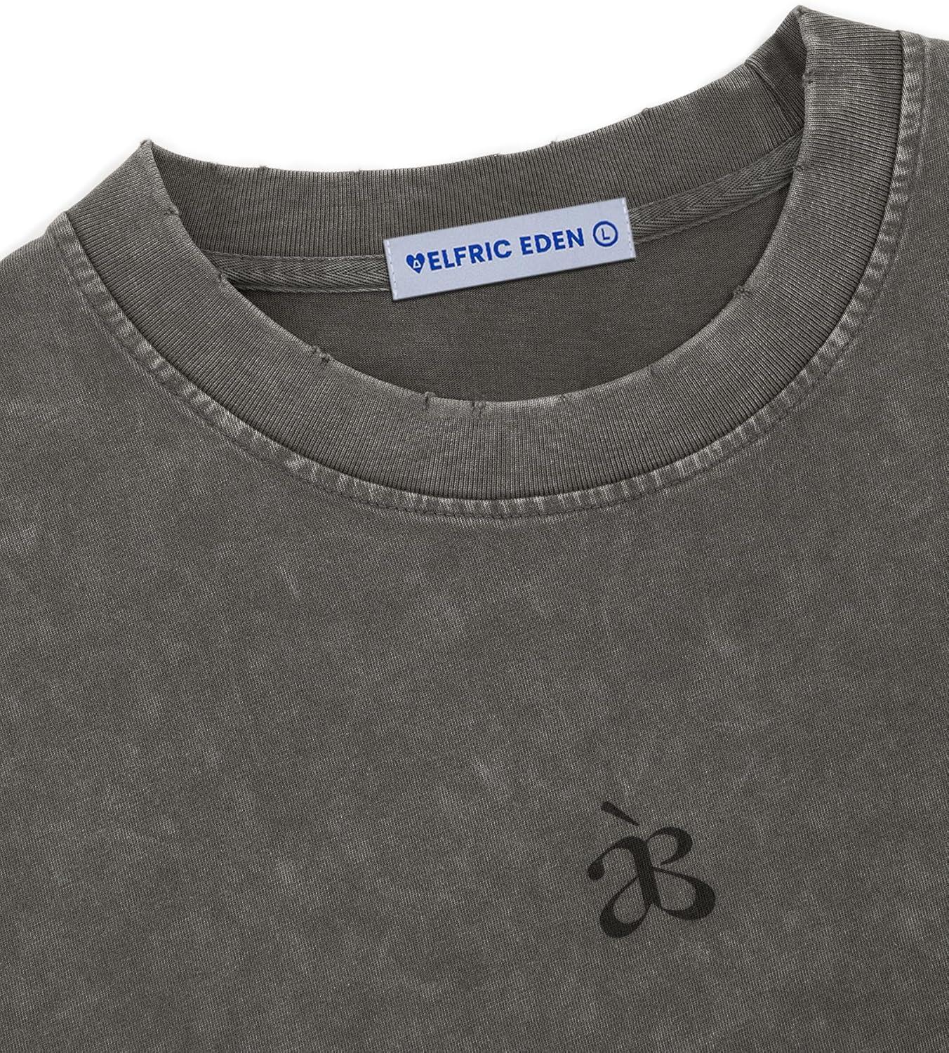 image:imageAelfric Eden Mens Oversized T Shirt Heavyweight Cotton Shirts Washed Vintage Tees Short Sleeve TopsDark Grey