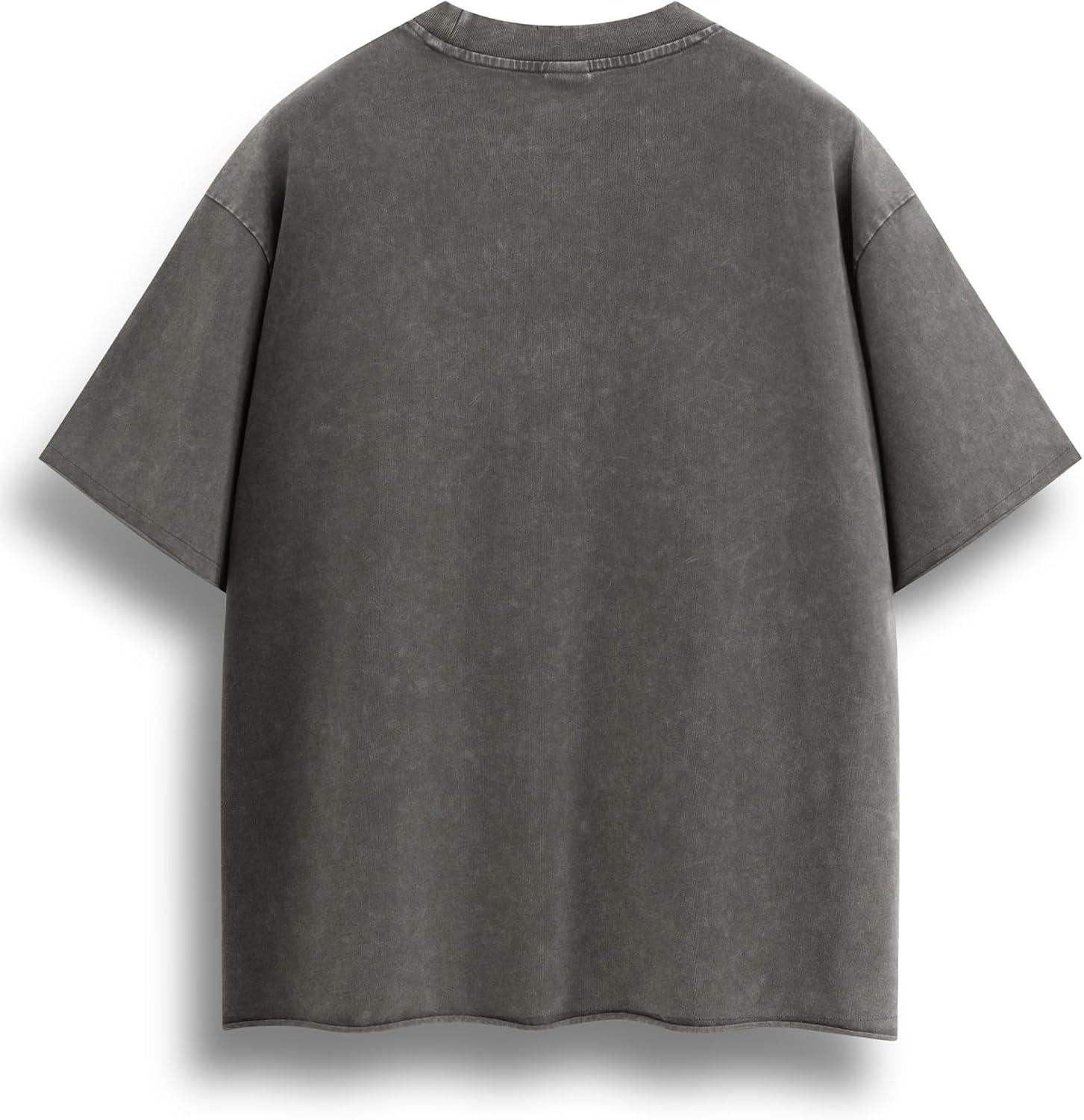 image:imageAelfric Eden Mens Oversized T Shirt Heavyweight Cotton Shirts Washed Vintage Tees Short Sleeve TopsDark Grey