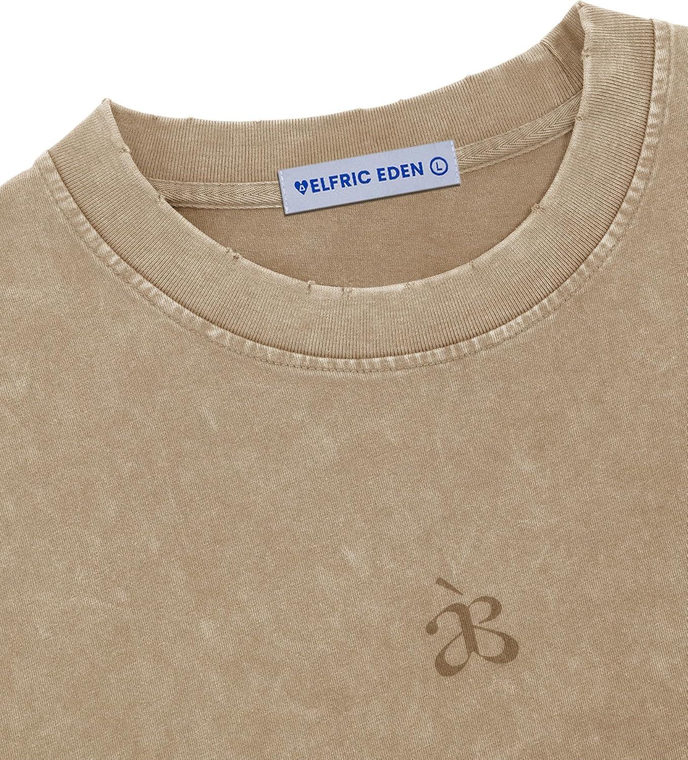 image:imageAelfric Eden Mens Oversized T Shirt Heavyweight Cotton Shirts Washed Vintage Tees Short Sleeve TopsKhaki