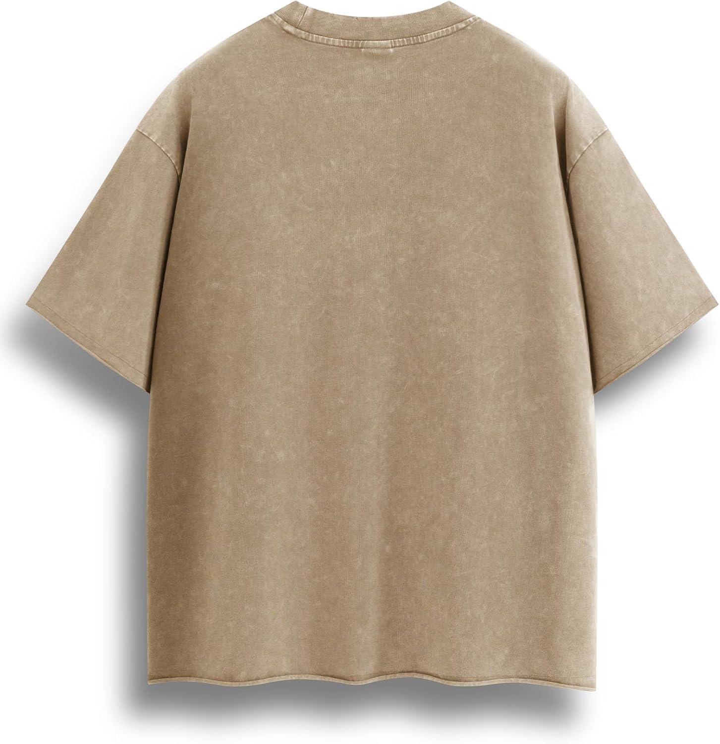 image:imageAelfric Eden Mens Oversized T Shirt Heavyweight Cotton Shirts Washed Vintage Tees Short Sleeve TopsKhaki