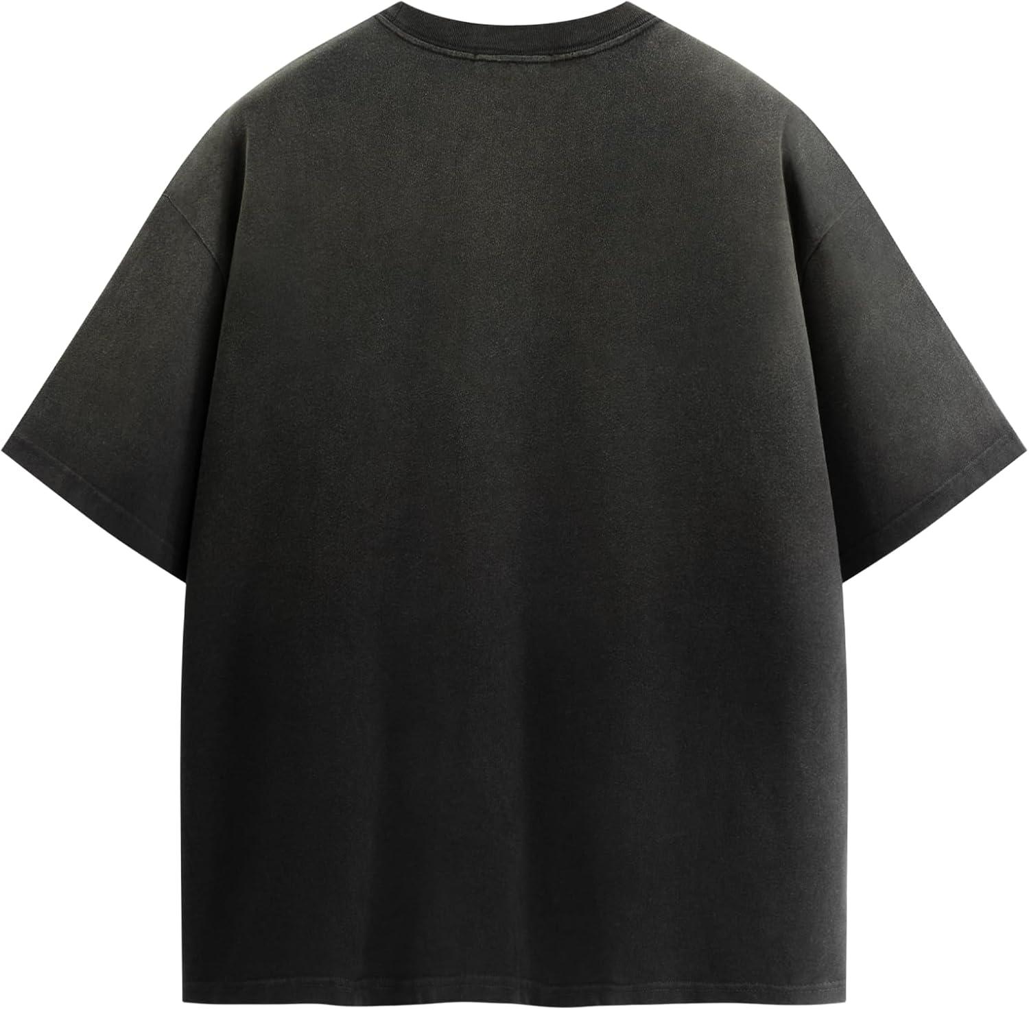 image:imageAelfric Eden Mens Oversized TShirt Unisex Gradient Washed Tee Vintage Cotton Short Sleeve Summer StreetwearBlack