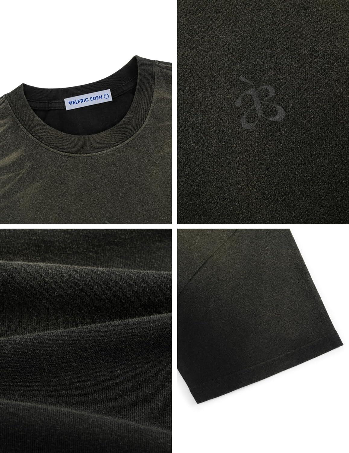image:imageAelfric Eden Mens Oversized TShirt Unisex Gradient Washed Tee Vintage Cotton Short Sleeve Summer StreetwearBlack