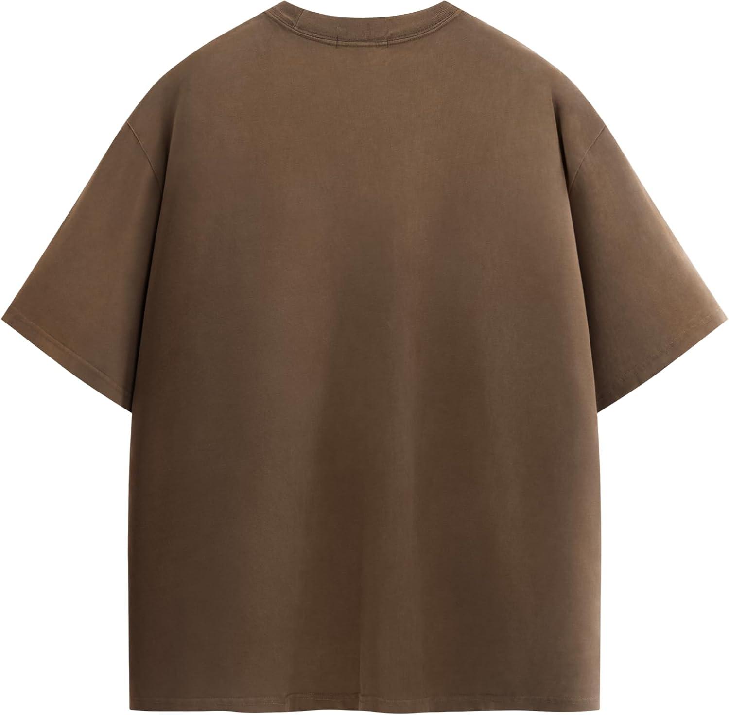 image:imageAelfric Eden Mens Oversized TShirt Unisex Gradient Washed Tee Vintage Cotton Short Sleeve Summer StreetwearBrown