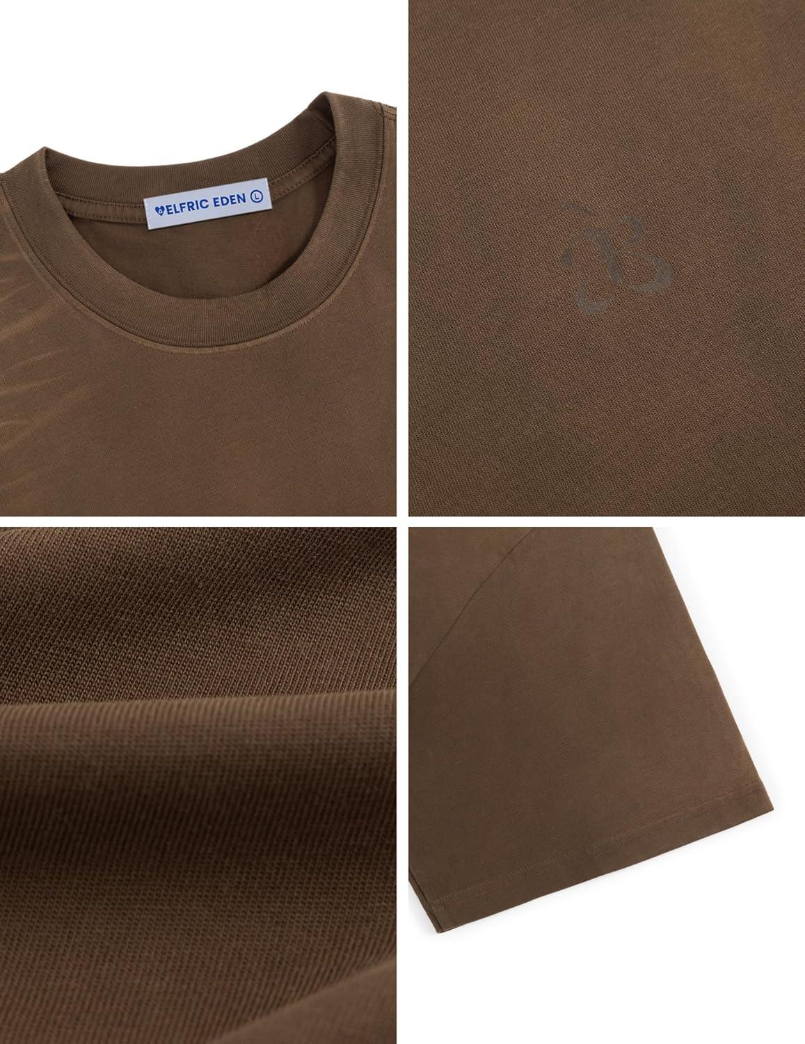 image:imageAelfric Eden Mens Oversized TShirt Unisex Gradient Washed Tee Vintage Cotton Short Sleeve Summer StreetwearBrown