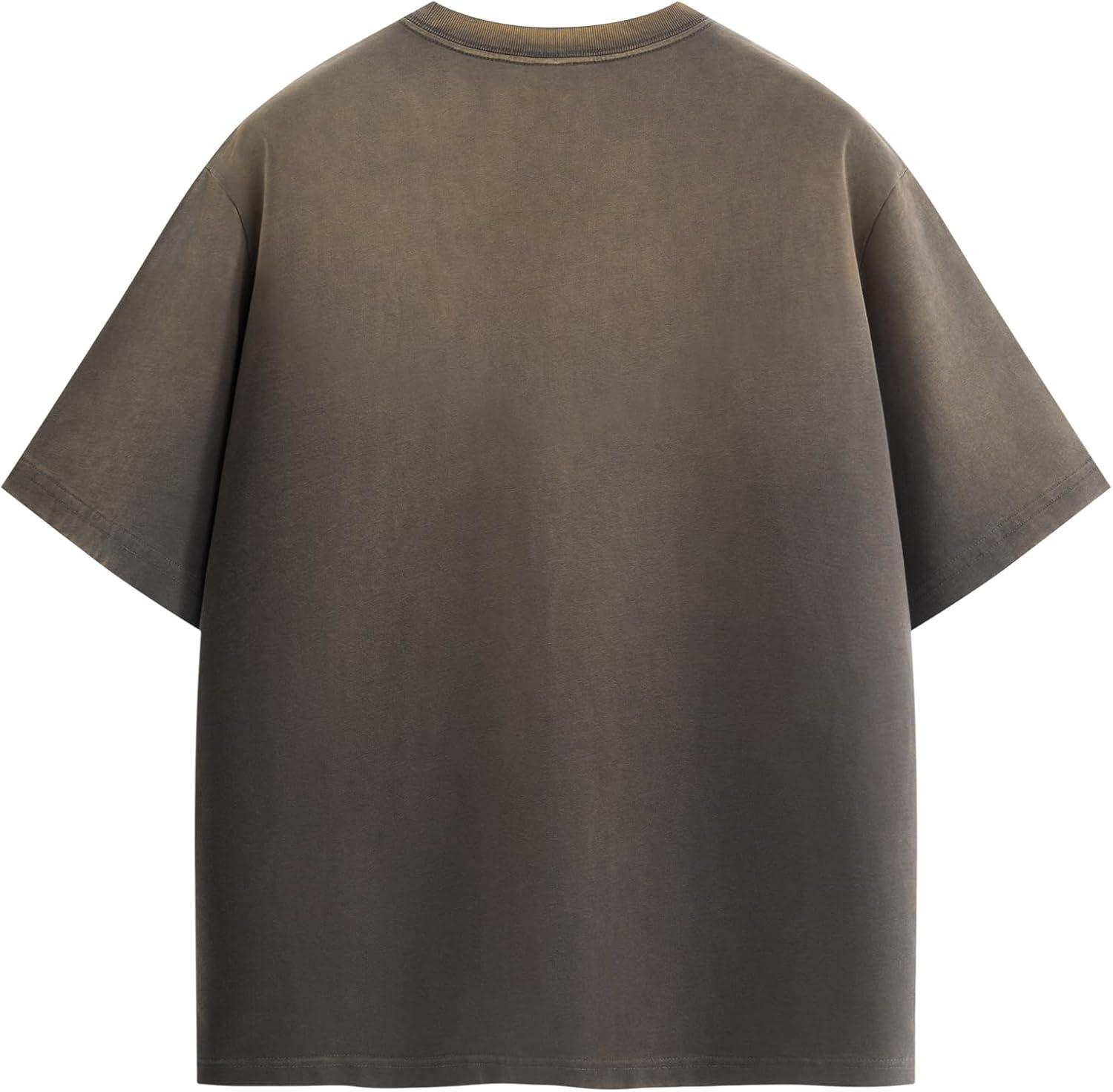 image:imageAelfric Eden Mens Oversized TShirt Unisex Gradient Washed Tee Vintage Cotton Short Sleeve Summer StreetwearDark Grey