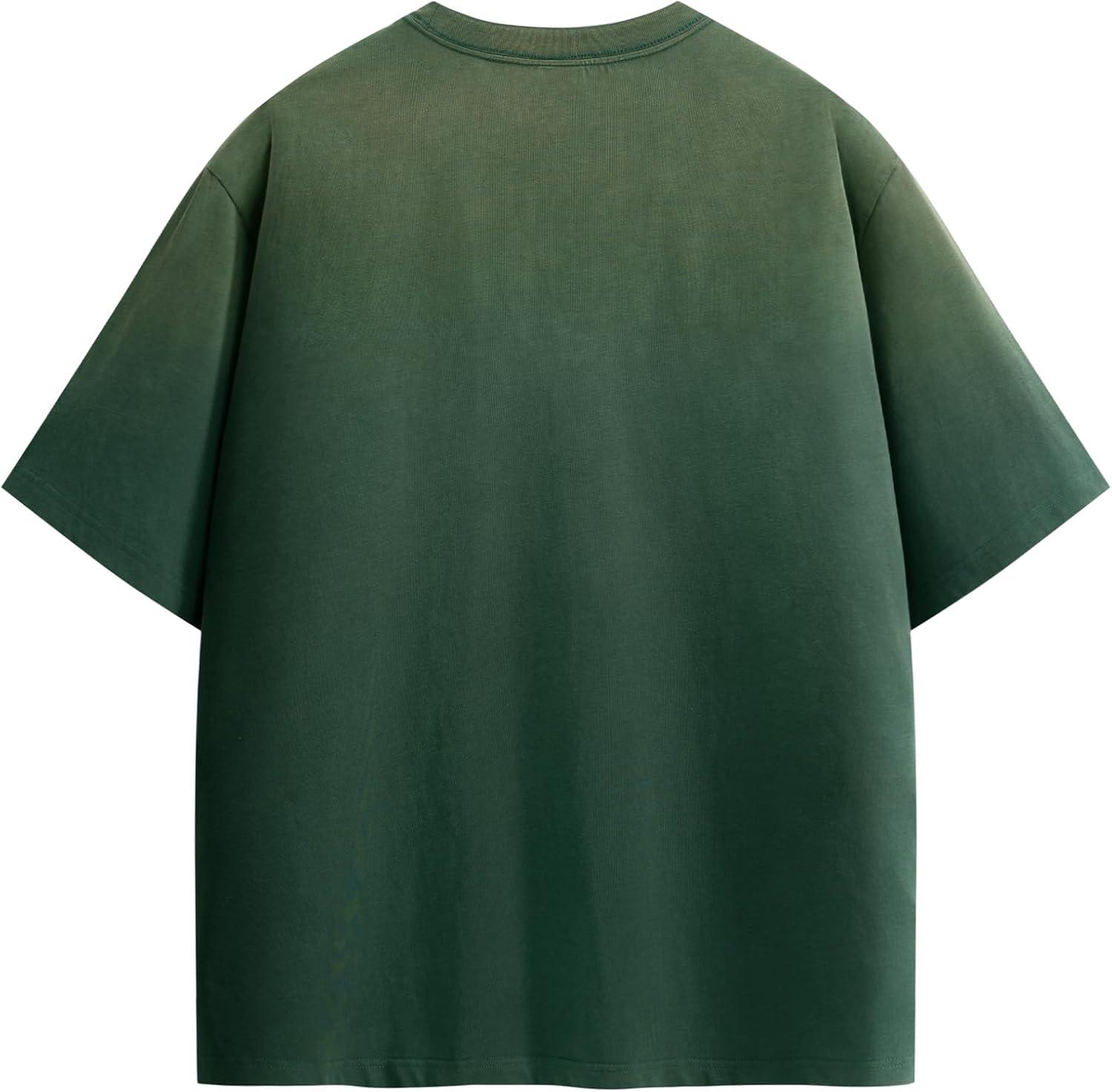 image:imageAelfric Eden Mens Oversized TShirt Unisex Gradient Washed Tee Vintage Cotton Short Sleeve Summer StreetwearGreen