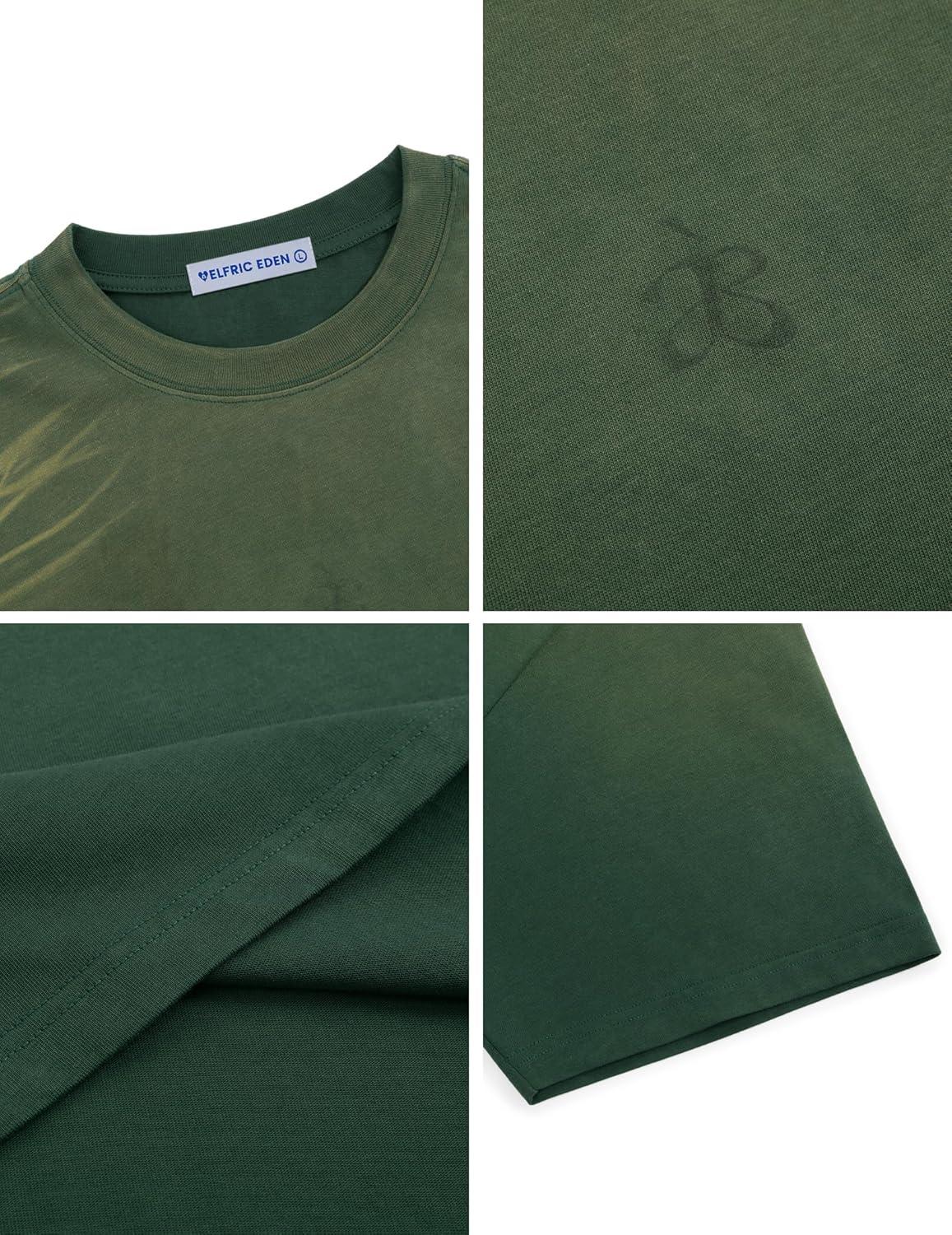 image:imageAelfric Eden Mens Oversized TShirt Unisex Gradient Washed Tee Vintage Cotton Short Sleeve Summer StreetwearGreen